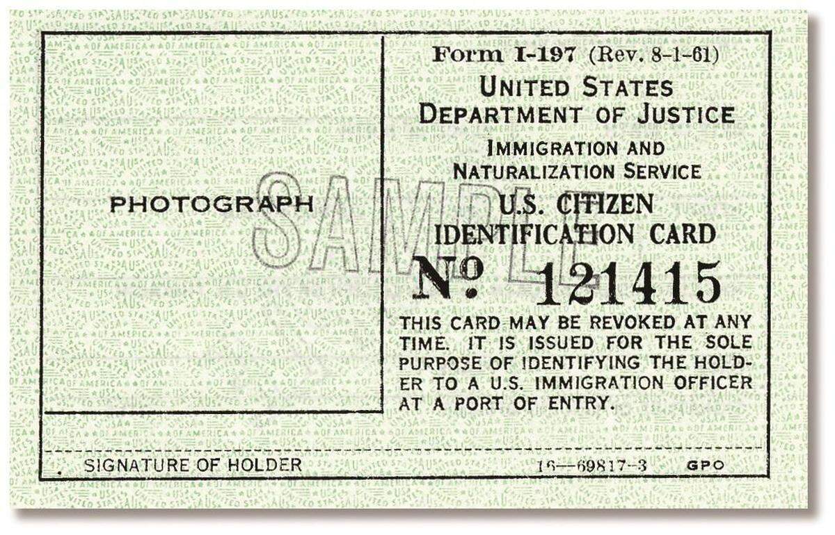 Tarjeta de identificación de ciudadana de EEUU.