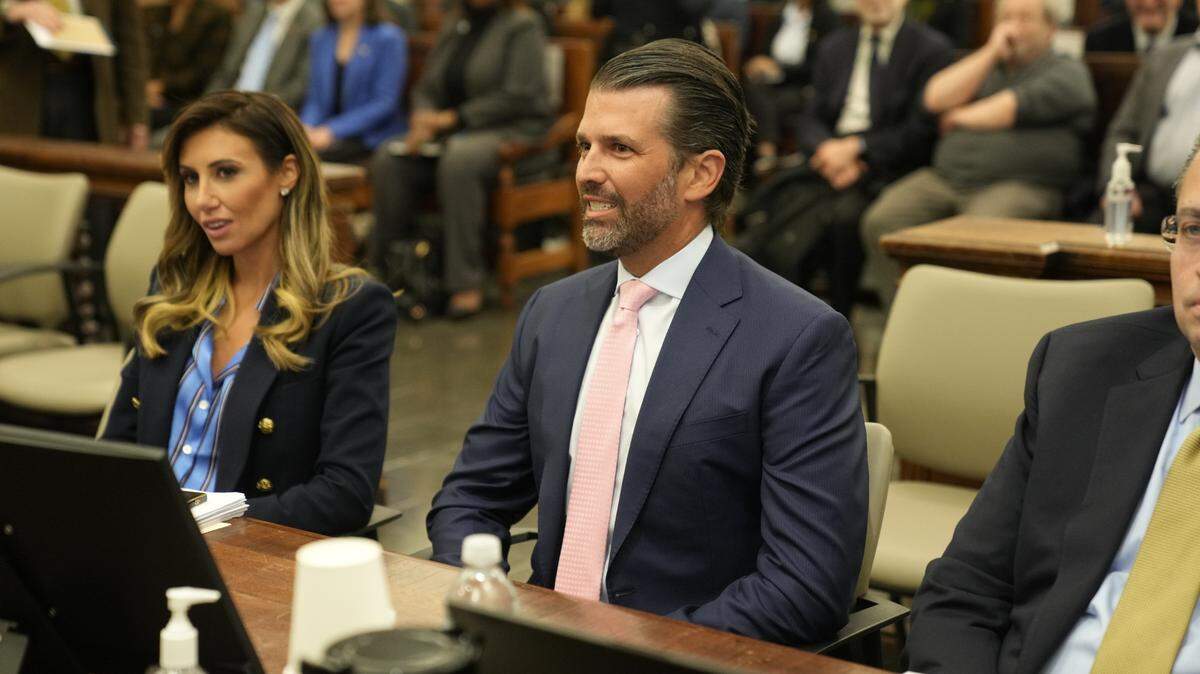 Donald Trump Jr., hijo del expresidente Donald Trump, comparece en el tribunal donde se lleva a cabo el juicio por fraude de su padre, el miércoles 1 de noviembre de 2023, en Nueva York.