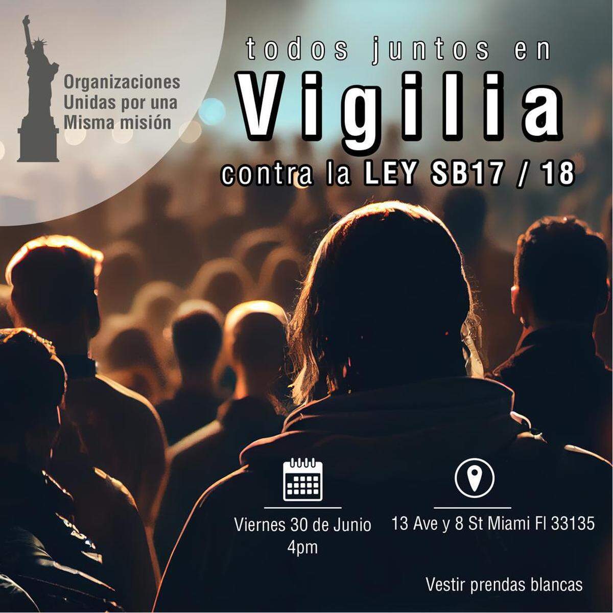 Realizarán vigilia contra la ley de Inmigración SB 1718 en Miami.