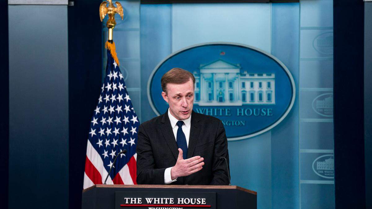 Jake Sullivan, US national security adviser, speaks during a news conference in the James S. Brady Press Briefing Room at the White House in Washington, DC, US, on Wednesday, Nov. 13, 2024. President Joe Biden will meet his Chinese counterpart, Xi Jinping, in Peru on Saturday for the last of three in-person sit-downs between the leaders during the US president’s term in office, according to senior administration officials. Photographer: Al Drago/Pool/Sipa USA 
