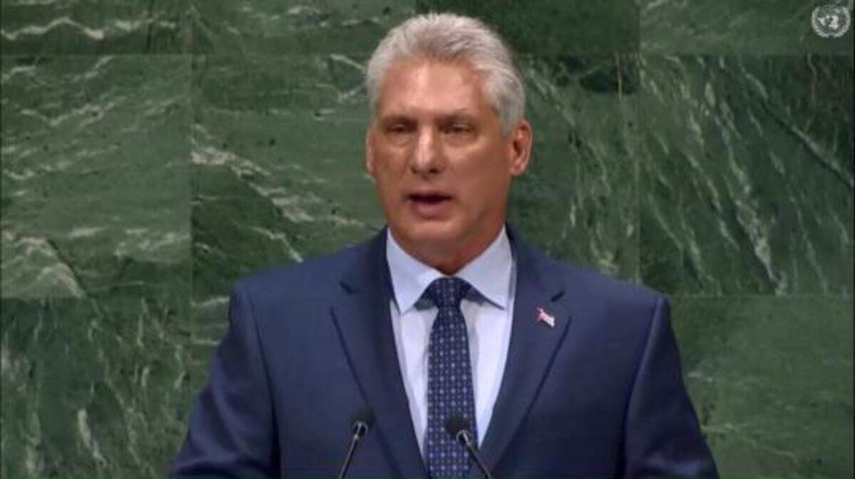 Miguel Díaz-Canel speaks at the U.N. General Assembly in New York.
