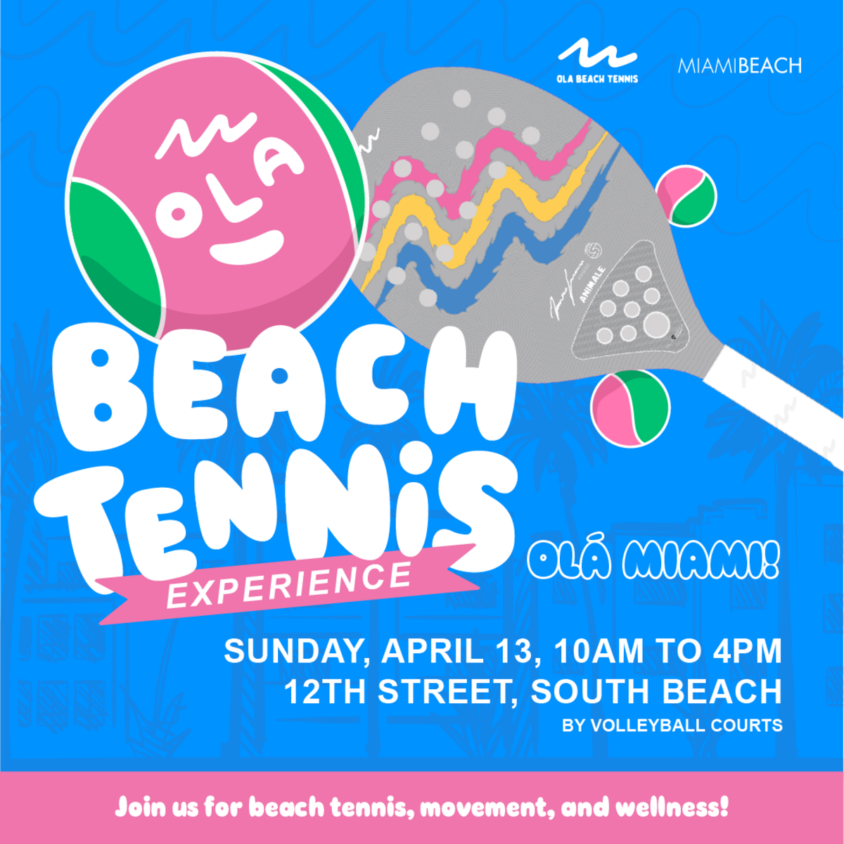 Únete a Ola Beach Tennis, en colaboración con la Ciudad de Miami Beach, en Lummus Park.