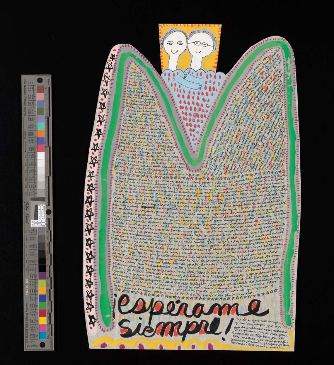 Selección de cartas manuscritas e ilustradas del fallecido artista cubanoamericano, escritas a su amigo Luis Manuel del Pilar. 1980. Colección Luis Manuel del Pilar sobre Carlos Alfonzo. Esta adquisición fue posible gracias a una donación de la familia Kadre en honor al coleccionista de arte y patrocinador de la Colección del Patrimonio Cubano, Peter P. Menéndez.