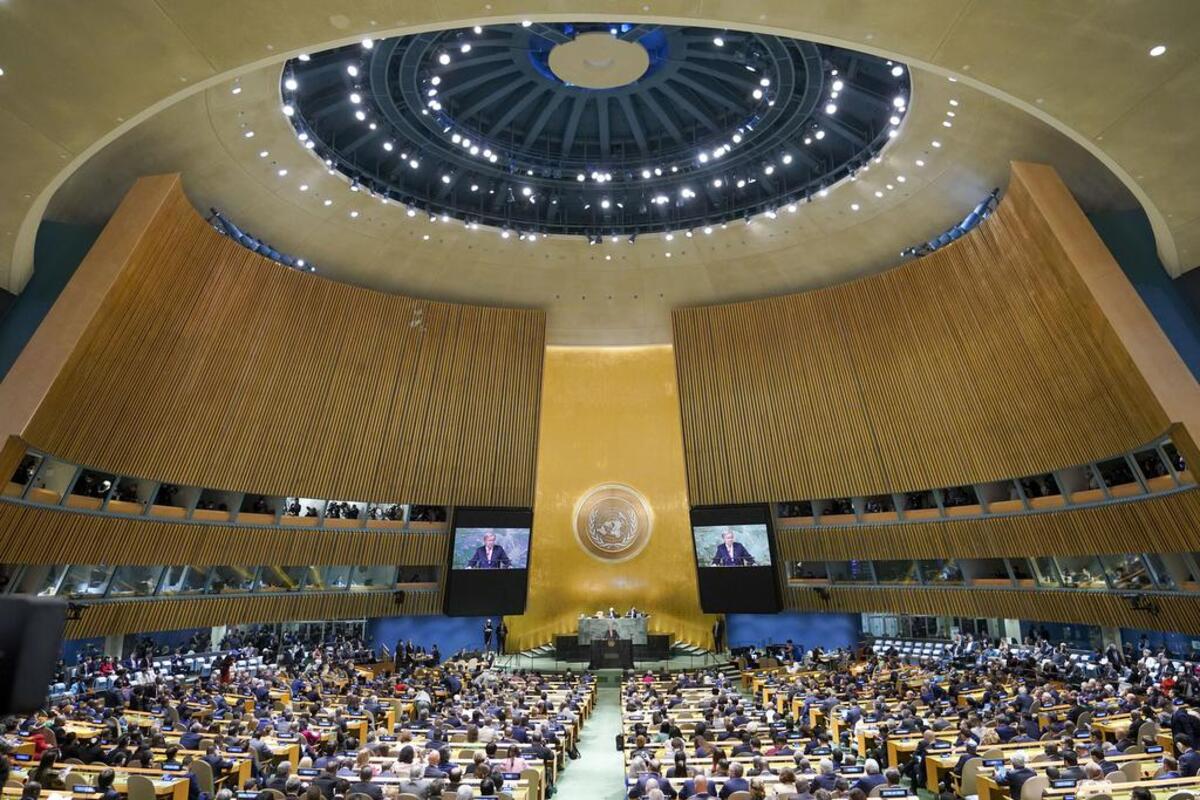 El secretario general de las Naciones Unidas, Antonio Guterres, se dirige a la 77ª sesión de la Asamblea General en la sede de la ONU el martes 20 de septiembre de 2022. (Foto AP/Mary Altaffer)