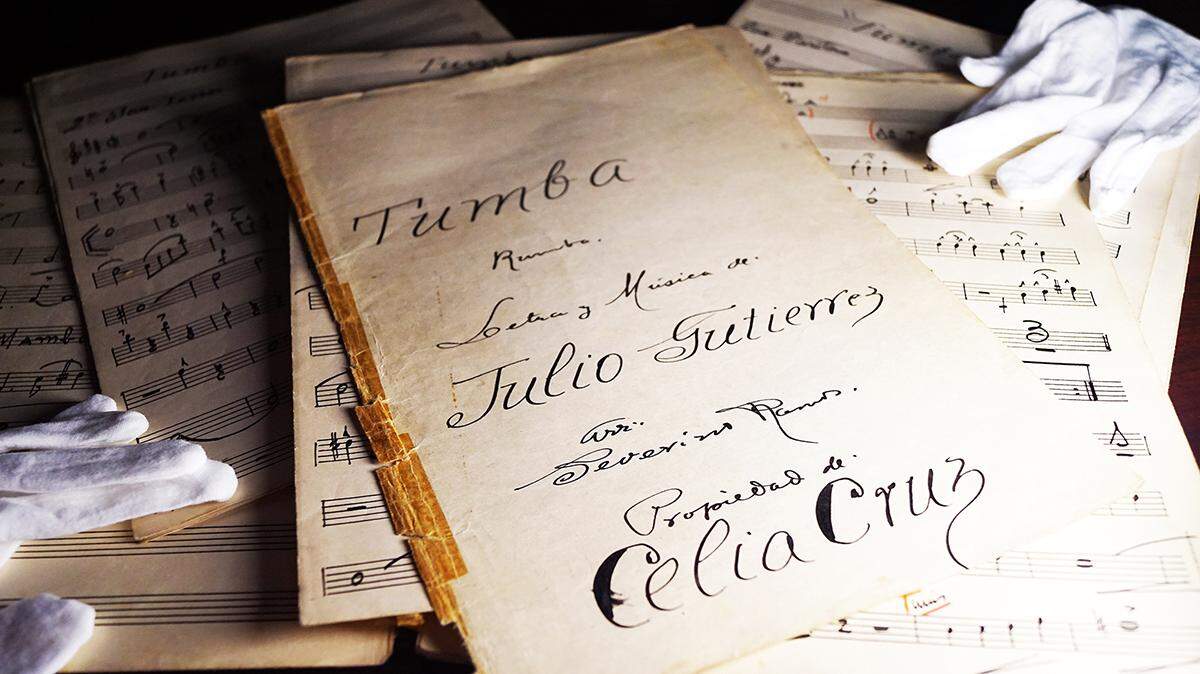 La partitura de ‘Tumba’, original de Julio Gutiérrez, figura en la donación de la Fundación Celia Cruz.