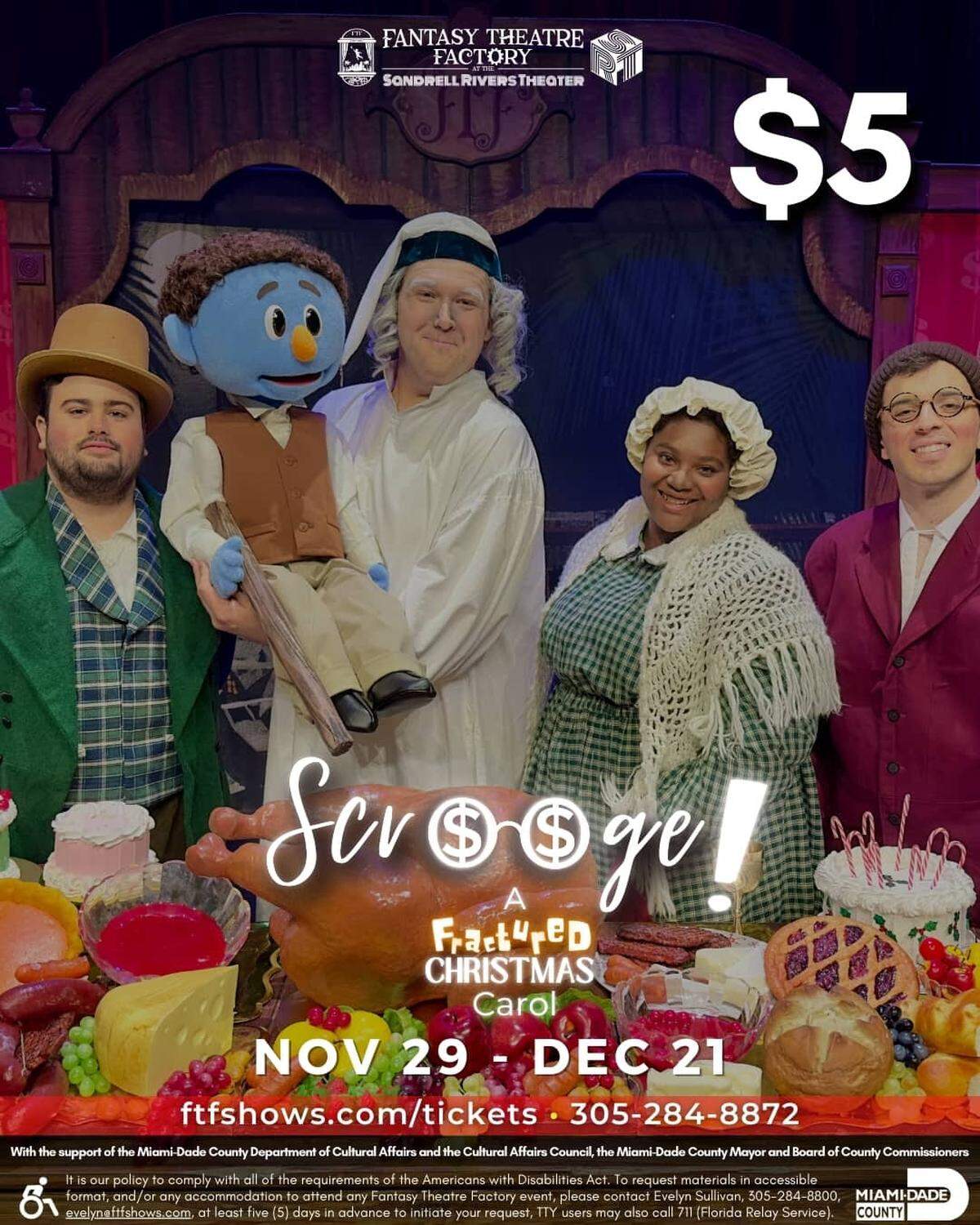 ¡Scrooge! Un cuento de Navidad fracturado en el Teatro Sandrell Rivers.