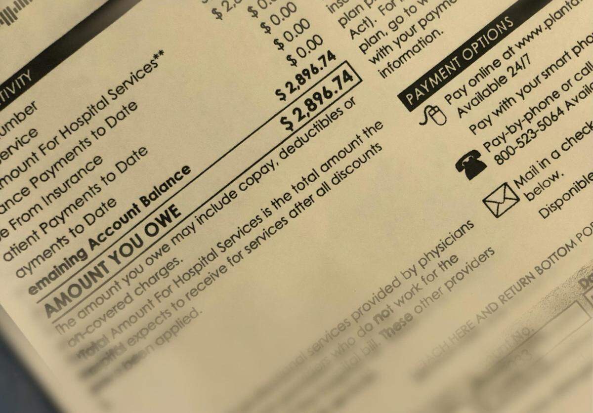 A medical bill shows a balance of nearly $3,000 for an individual who later sued a Florida medical debt collection company claiming they wrongly billed him for a workers compensation claim.