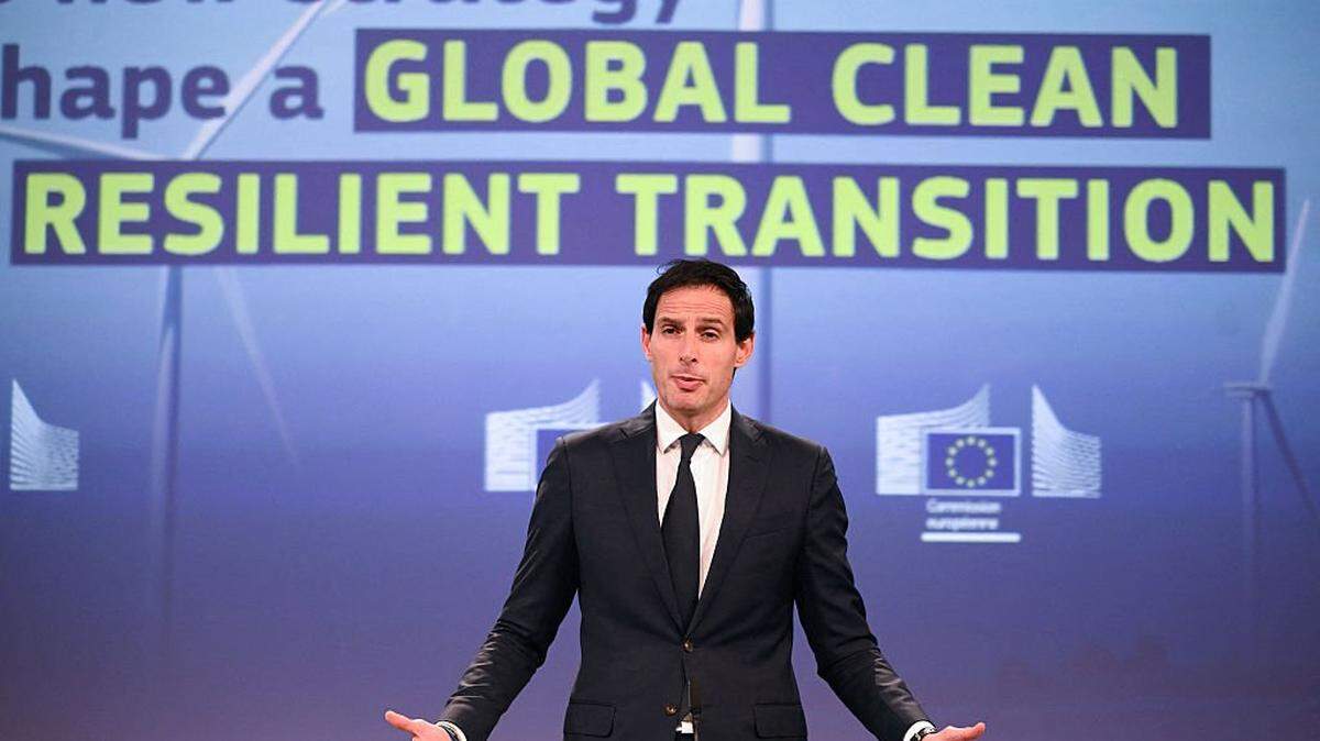 EU Commissioner for Climate, Net Zero and Clean Growth Wopke Hoekstra gestures during a press conference on an EU global climate and energy vision at the EU headquarters in Brussels on October 16, 2025. (Photo by Nicolas TUCAT / AFP) (Photo by NICOLAS TUCAT/AFP via Getty Images)