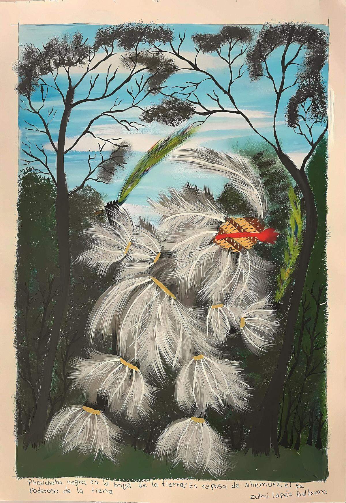 Sin título, 2023, de Salmi López Balbuena. Acrílico sobre cartón, 15.7 x 12.5 pulgadas (40 x 32 cm). Colección privada.