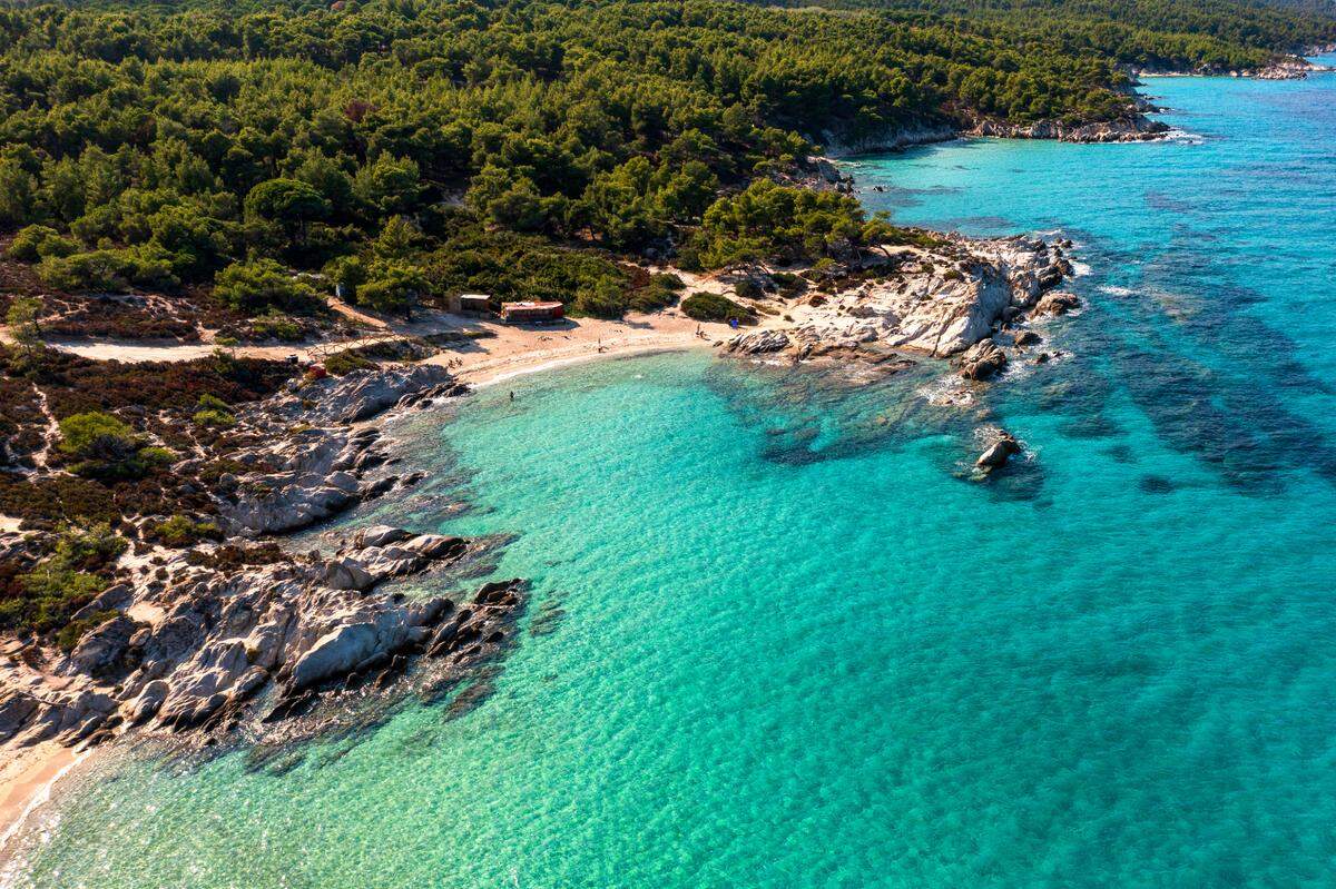 Playa de Portokali en península de Calcídica.