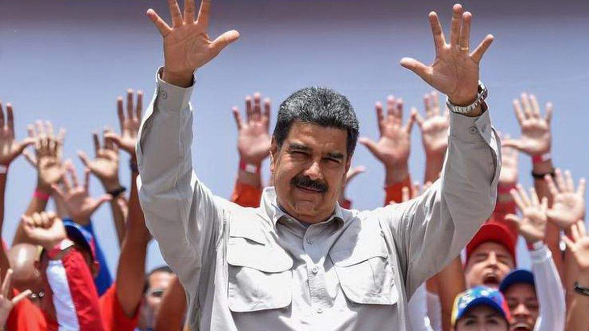 El presidente venezolano, Nicolás Maduro, durante una manifestación de campaña en Charallave, a unos 65 km de Caracas, el 15 de mayo de 2018.