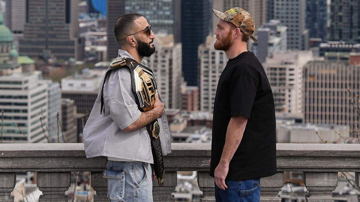 Este sábado 10 de mayo, en el histórico Centre Bell de Montreal, Belal Muhammad (izq.) pone en juego por primera vez su cinturón de peso welter ante Jack Della Maddalena.