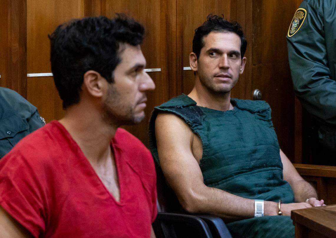 Oren and Alon Alexander, wealthy twin brothers arrested in December in Miami Beach and charged locally and federally for numerous rapes and sex crimes, appear in Miami-Dade Circuit Court at a bond hearing on sexual battery charges. The U. S. Marshals Service mistakenly flew Oren, in red jumpsuit, to New York, resulting in him being a no-show at his Miami bail hearing on Tuesday, Jan. 7, 2025.