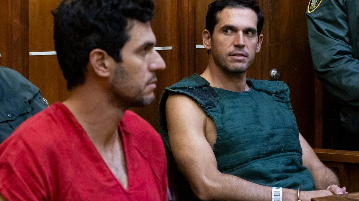 Oren and Alon Alexander shown in state court earlier this month. Defense attorneys this week are seeking bond for both men on federal sex trafficking and rape charges.