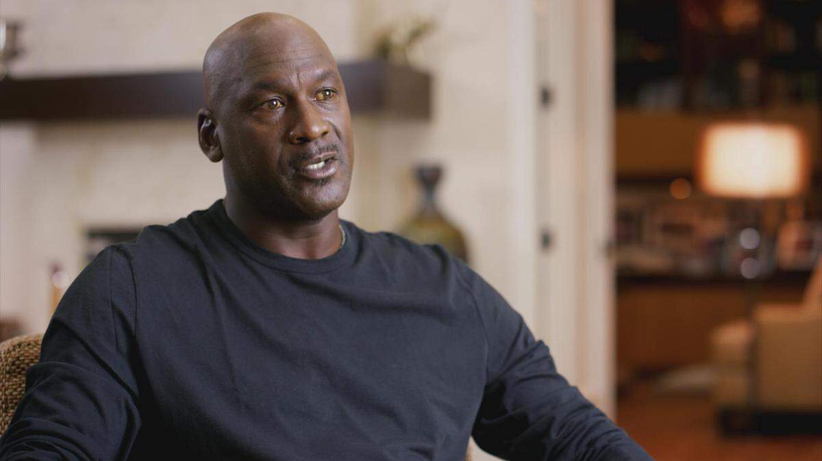 Michael Jordan speaks during part of the ESPN docuseries entitled “The Last Dance.” The 10-part docuseries details the Chicago Bulls’ last title run during the 1997-98 season.