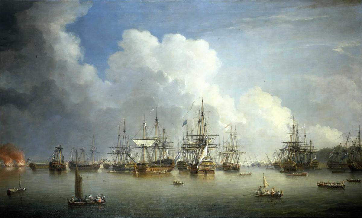 El cuadro de Dominic Serres recrea la captura de la flota española durante la toma de La Habana por los ingleses en 1762. Un trabajador cubano estatal tendría que haber ahorrado desde esa fecha hasta la actualidad para comprar una de las lujosas propiedades en el barrio de Miramar, en La Habana.