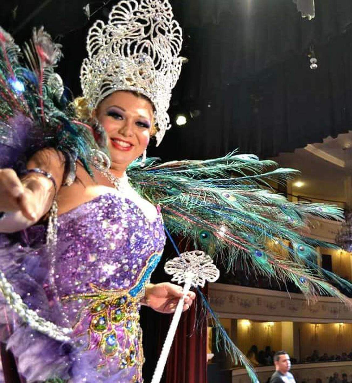 Karla Grijalva durante la celebración del Carnaval Veracruzano.