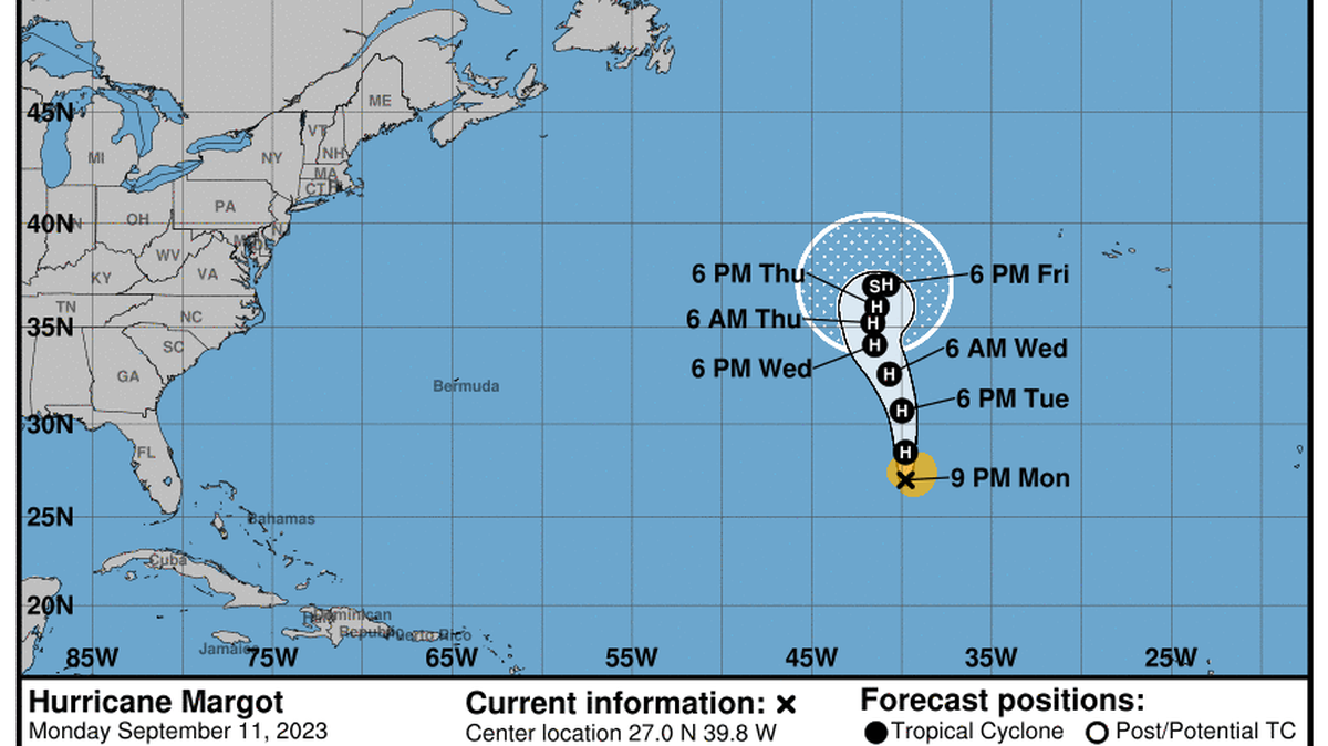 La tormenta Margot se convirtió en el quinto huracán de la temporada en el Atlántico de 2023.