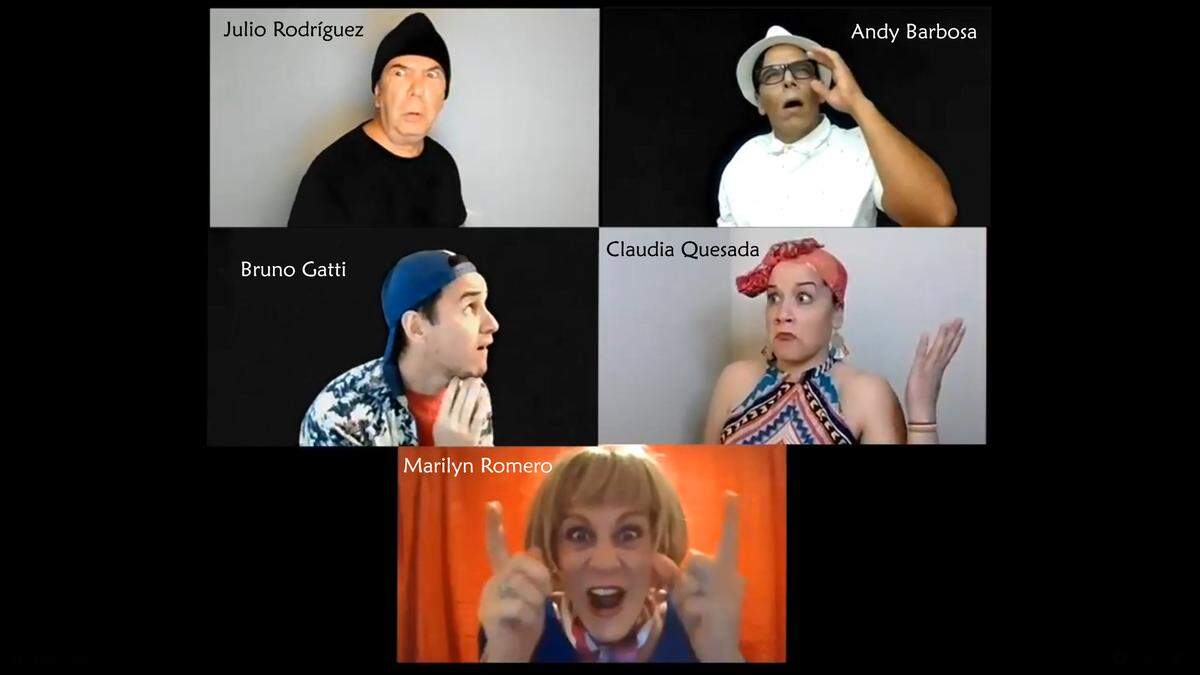 Julio Rodríguez, Abdy Barbosa, Bruno Gatti, Claudia Quesada y Marilyn Romero en ‘Blanco y negro’, presentada en el evento virtual ‘¡En casa!’.