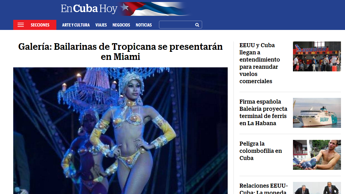 Portada del nuevo portal digital "En Cuba Hoy", con noticias e información sobre la isla.  