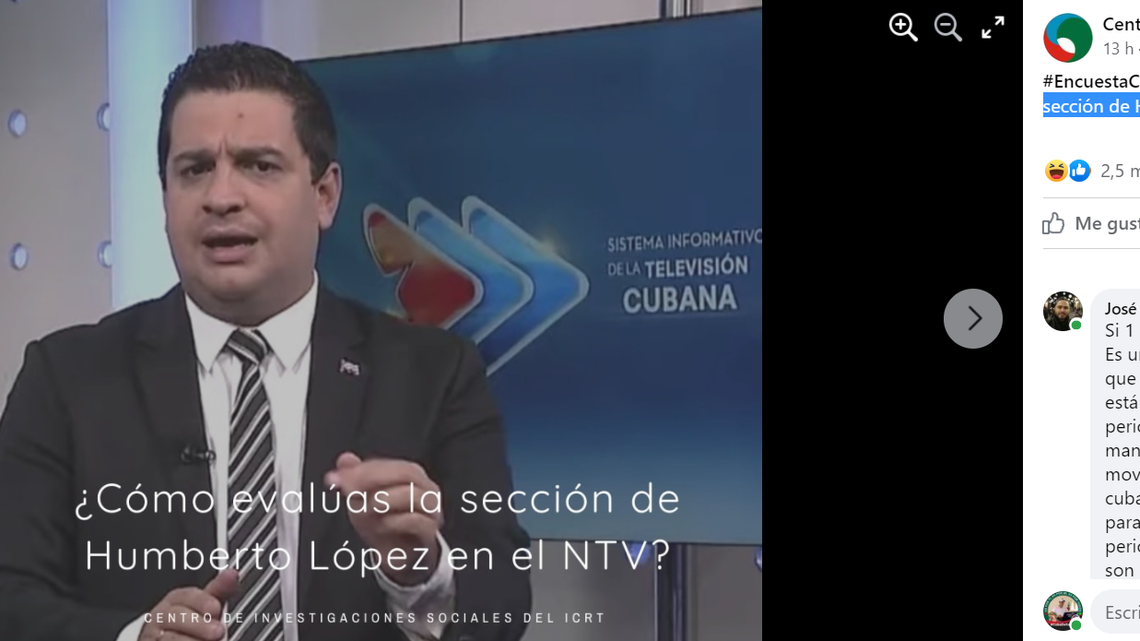 Captura de la encuesta sobre el segmento de Humberto López publicada por el Centro de Investigaciones Sociales del Instituto Cubano de Radio y Televisión.