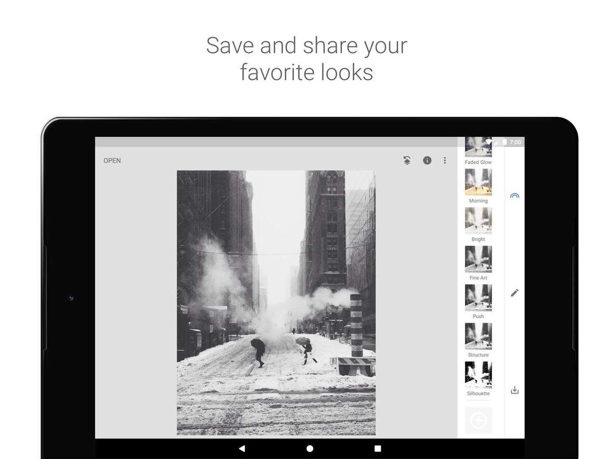 Snapseed. Creada por Google LLC, es una de las apps que goza de mayor popularidad, por el conjunto de herramientas y la amplia gama de opciones.