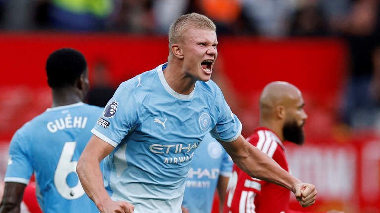 Haaland decide y el Manchester City gana un heroico derbi con diez hombres