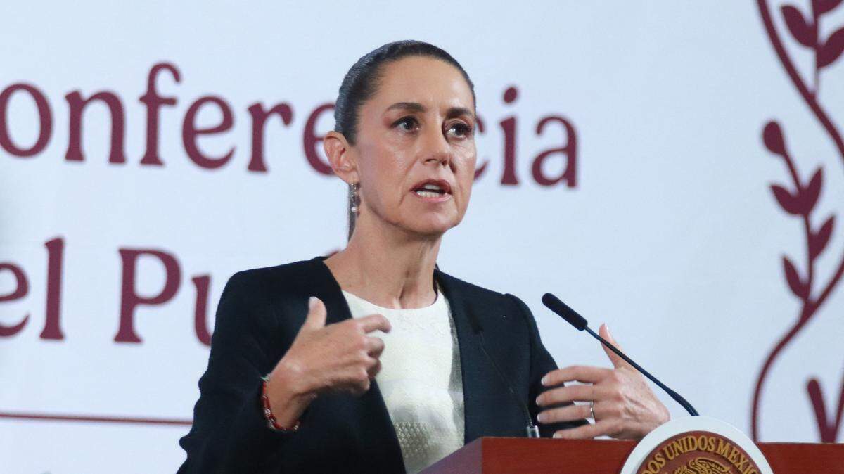 La presidenta Claudia Sheinbaum da una conferencia de prensa el miércoles 5 de marzo de 2025, en el Palacio Nacional de la Ciudad de México. 