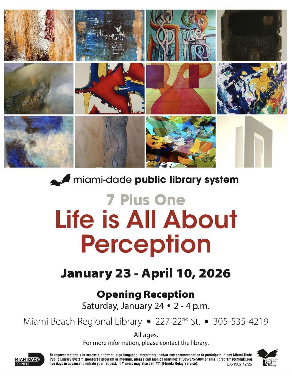 Nueva exposición de arte de ‘7 Plus one Art Project’ en Miami Beach Regional Library.