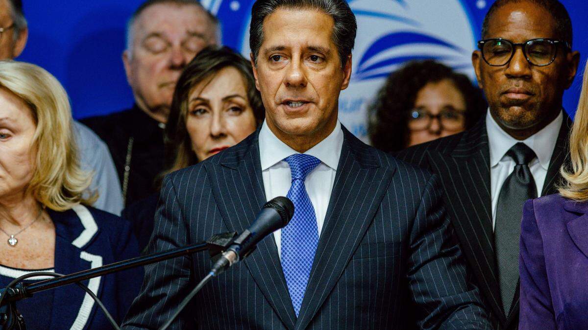 Superintendent of Miami-Dade County Public Schools Alberto Carvalho speaks during a Coronavirus School conference at the School Board Administration Building in Miami on Friday March 13, 2020