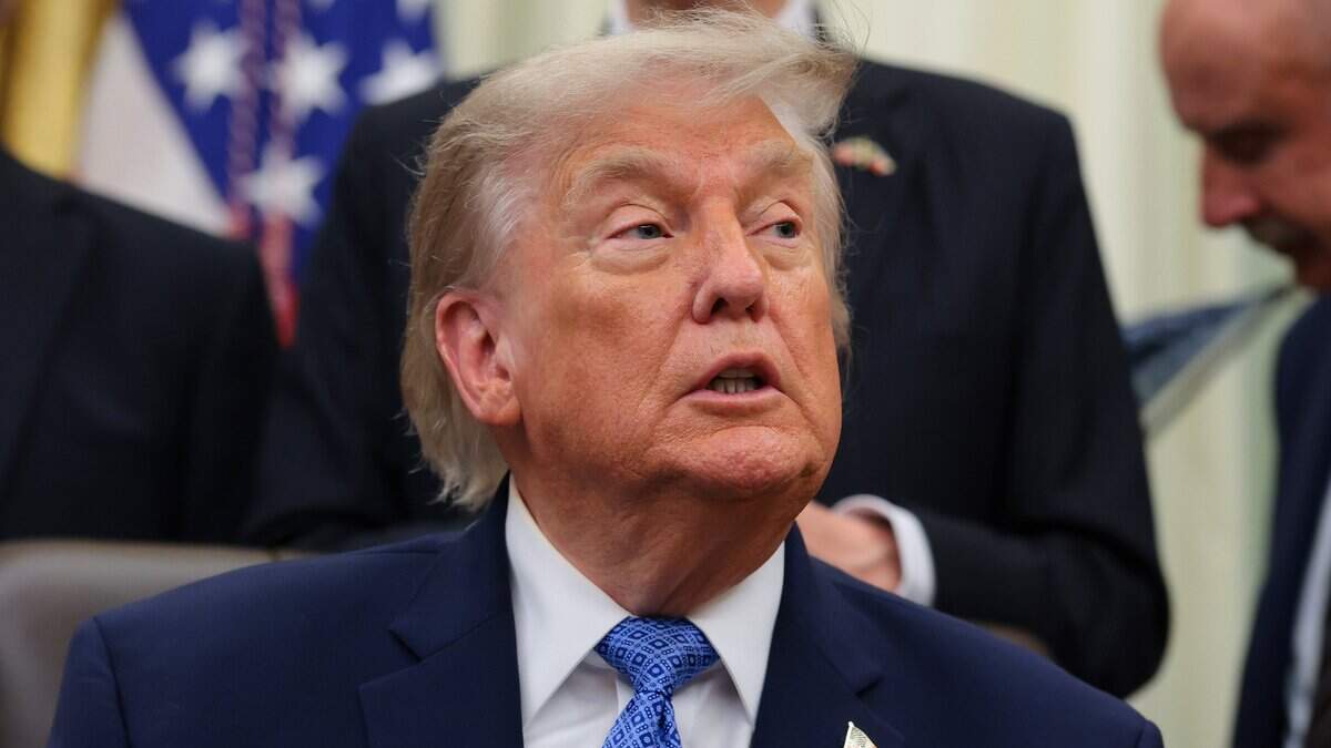 WASHINGTON, DC - JUNE 26:  U.S. President Donald Trump looks on during an event with the White House Religious Liberty Commission in the Oval Office of the White House on June 26, 2026 in Washington, DC. The White House Religious Liberty Commission released its recommendations for strengthening religious freedom in the U.S. (Photo by Anna Moneymaker/Getty Images)