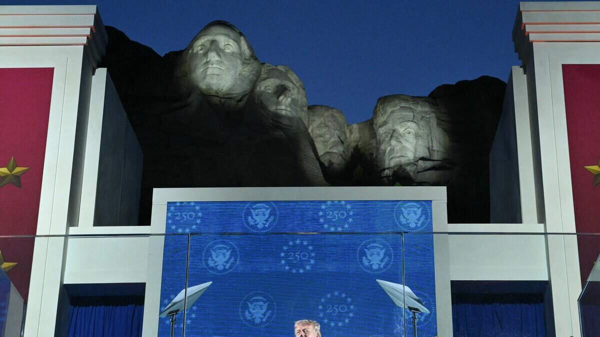 US President Donald Trump delivers remarks during the Independence Day events at Mount Rushmore National Memorial in Keystone, South Dakota, July 3, 2026. (Photo by Mandel NGAN / AFP via Getty Images)