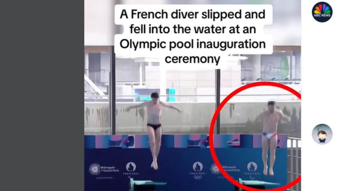 La aparatosa caída de un clavadista francés ante Macron se hace viral
