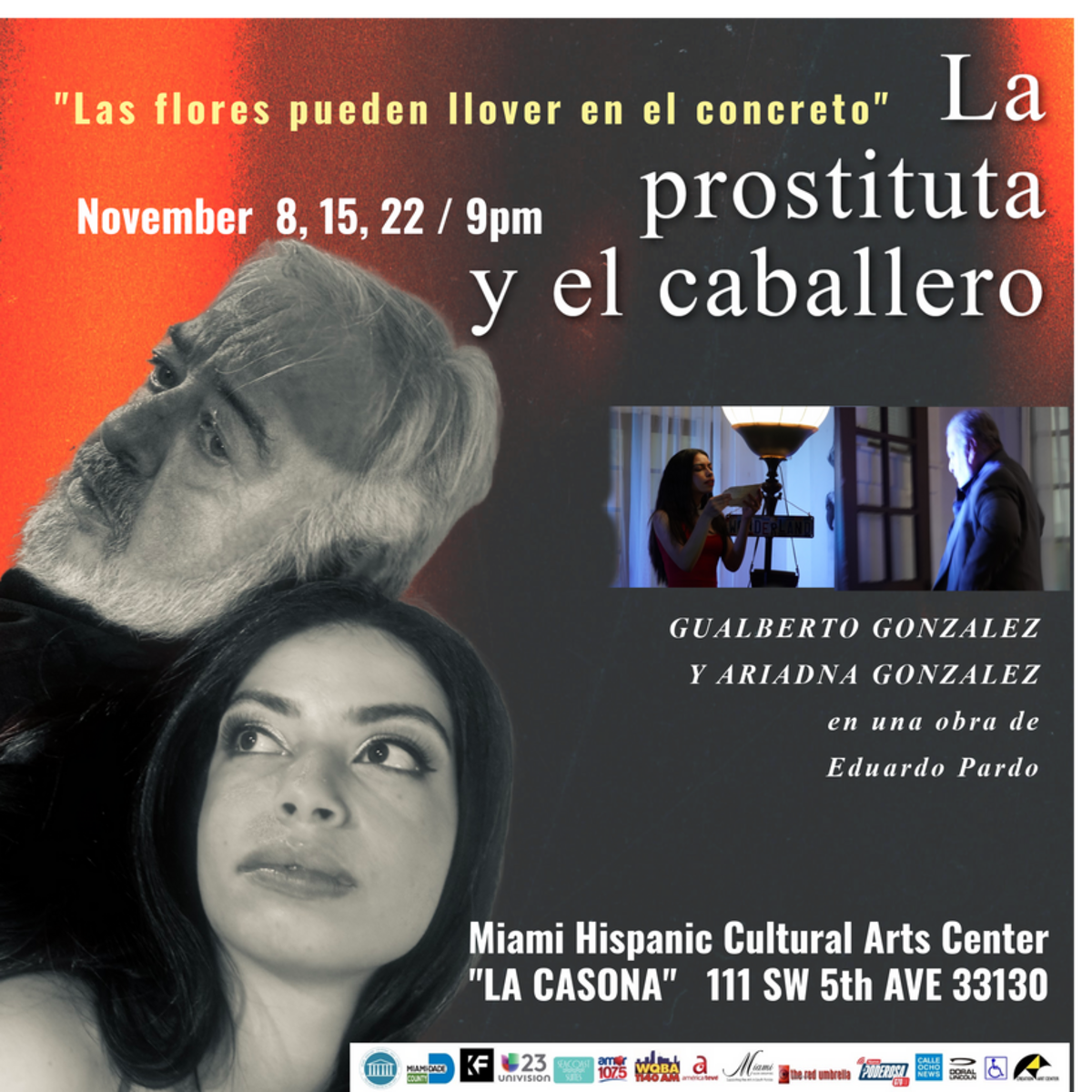 Ciclo de Teatro: “La prostituta y el caballero” en el Miami Hispanic Cultural Center.