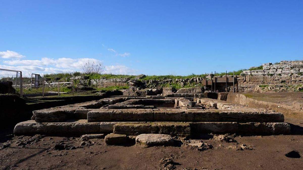 Las ruinas halladas en Paestum.