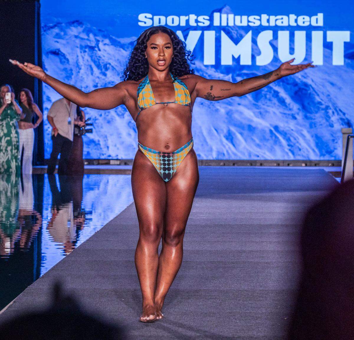 Olympic gymnast Jordan Chiles walks the Sports Illustrated Swimsuit Runway 2025 Show at the W South Beach, in Miami Beach, on Saturday May 31, 2025.