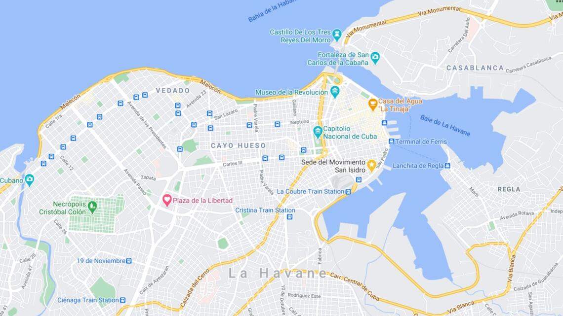 A photo shows how the Plaza de la Revolución was identified as Plaza de la Libertad on Google this week.