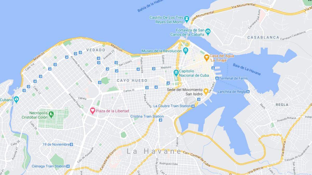 A photo shows how the Plaza de la Revolución was identified as Plaza de la Libertad on Google this week.