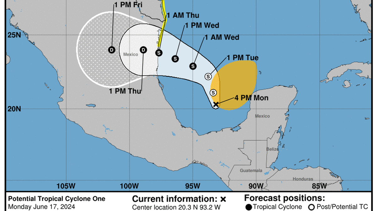México y Texas bajo vigilancia de tormenta por potencial ciclón tropical uno.