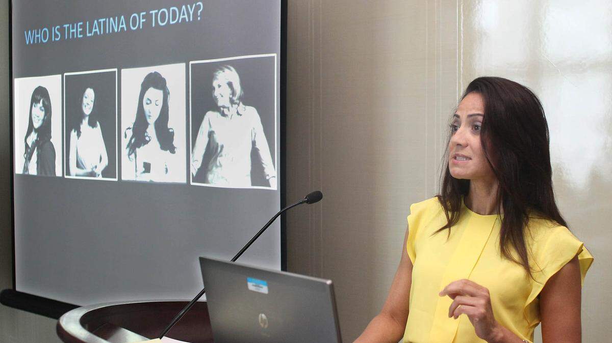 Monica Gil, cuando estaba en Nielsen, habla en Latina Power Shidt Report sobre el empoderamiento de la influencia latina en Marketplace, el jueves 1 de agosto de 2013.