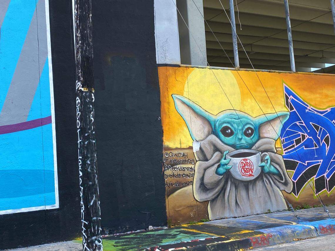 Baby Yoda painted in a Wynwood mural in Miami