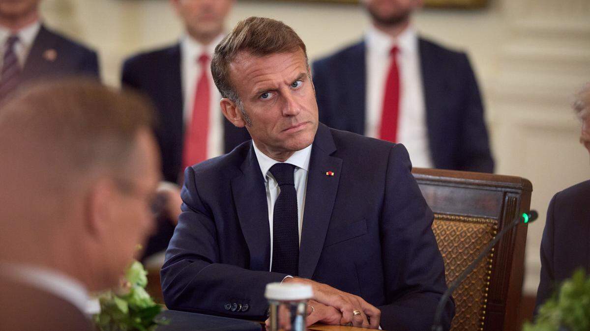 El presidente de Francia, Emmanuel Macron en la Cumbre sobre Ucrania el 18 de agosto de 2025, en la Casa Blanca en Washington.