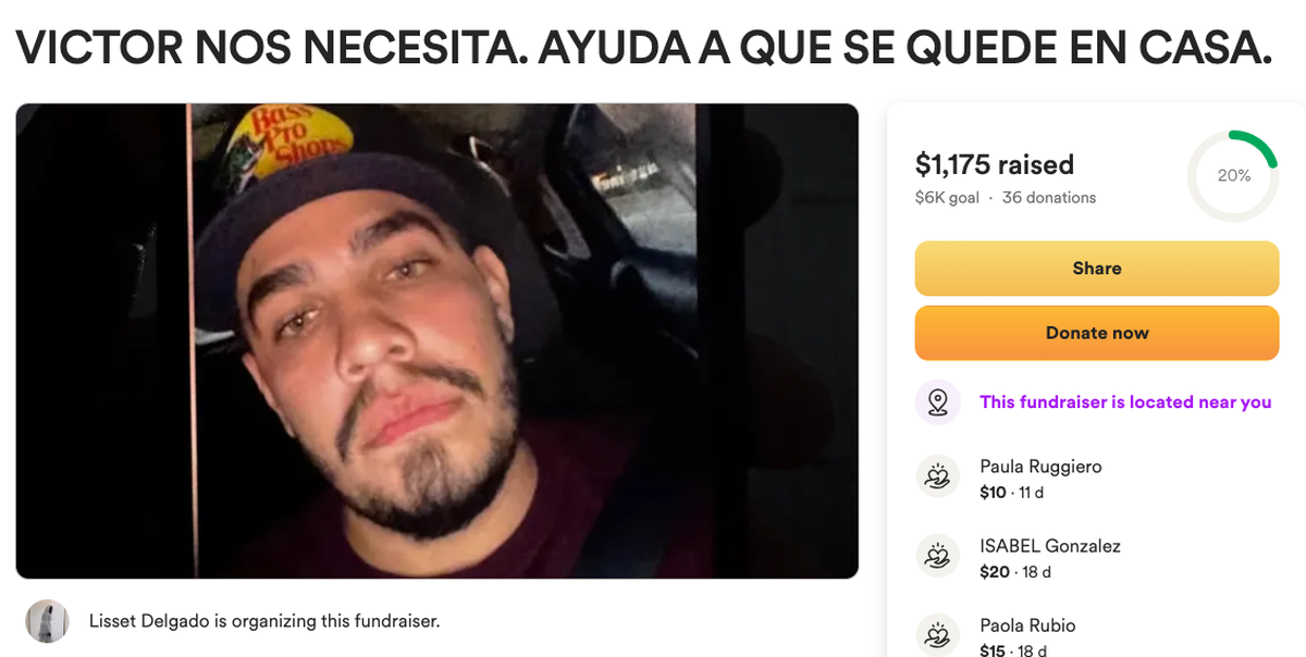 Una amiga de Víctor Manuel González inició una campaña de recaudación de fondos en la plataforma GoFundMe.