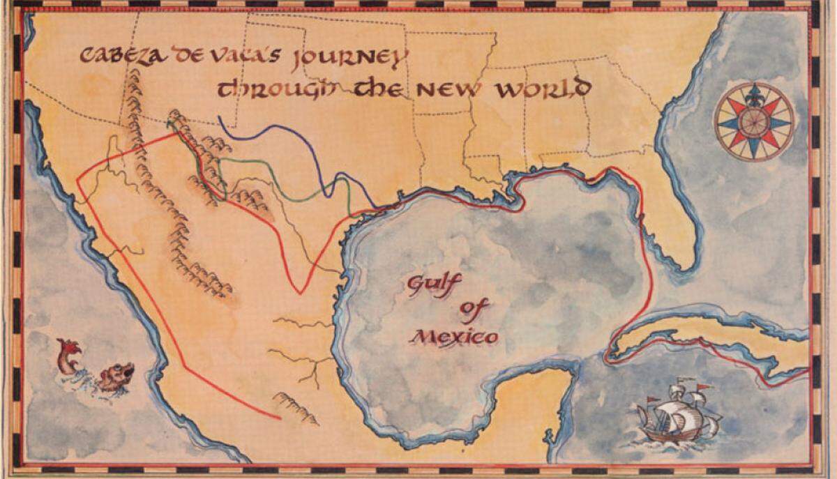 Álvar Núñez Cabeza de Vaca anduvo 16,000 km atravesando de ida y vuelta territorios como los de Florida, Alabama, Mississippi, Texas, Nuevo México y el desierto de Sonora.