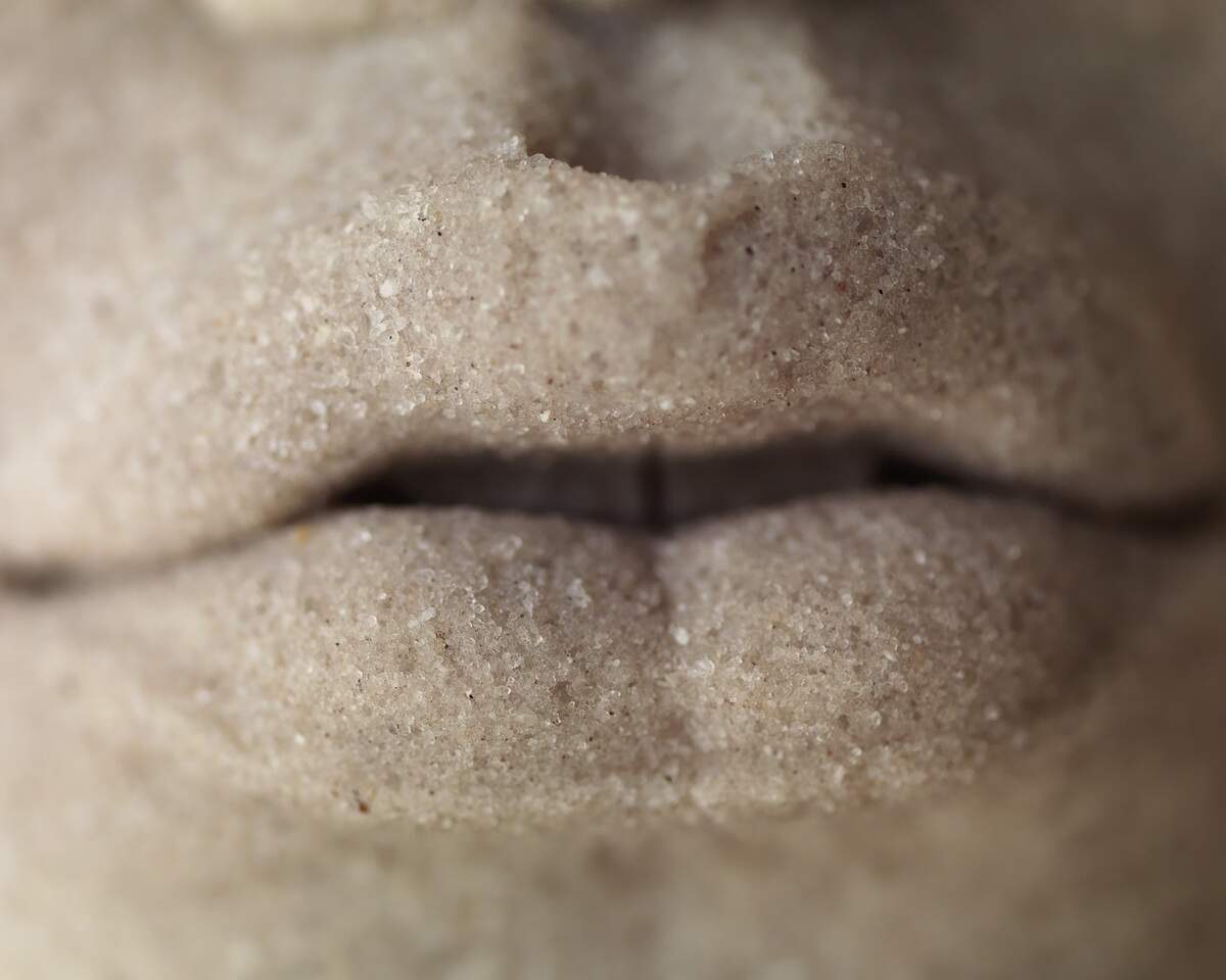 “Mouth of Sand” (Boca de Arena), 2010, de Liset Castillo. Impresión a partir de una escultura de aren, 48 x 60 pulgadas. Alejandro de la Fuente and Patricia González Collection.