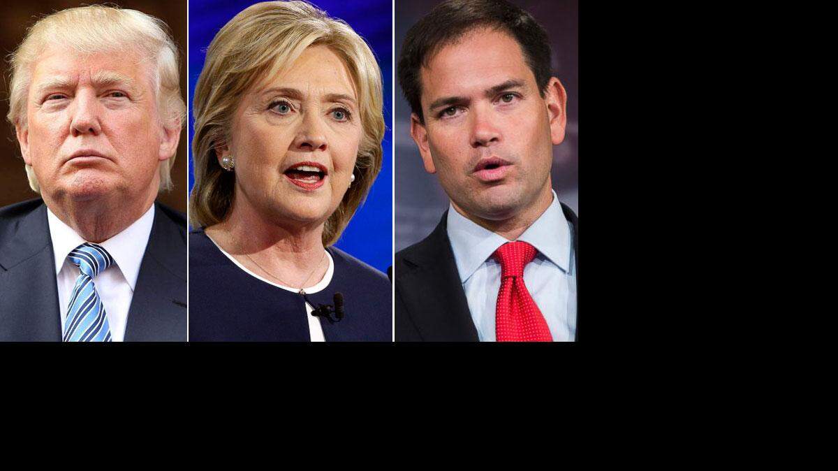 Donald Trump, Hillary Clinton, Marco Rubio.