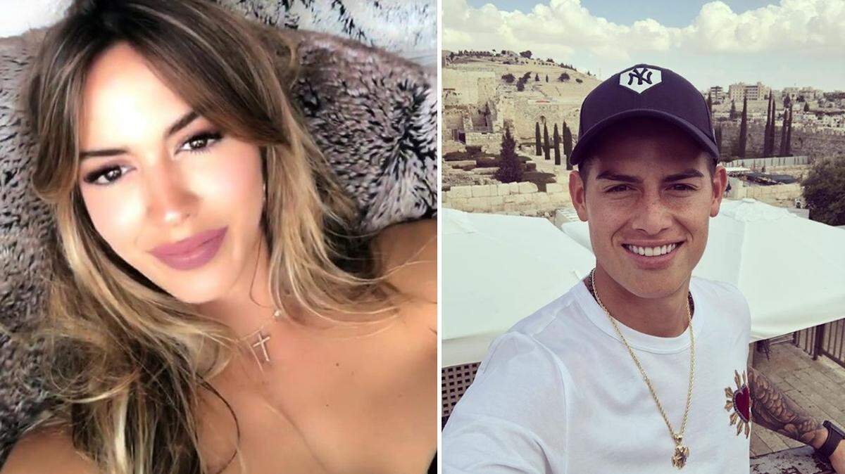 La modelo venezolana Shannon de Lima y el futbolista colombiano James Rodríguez.