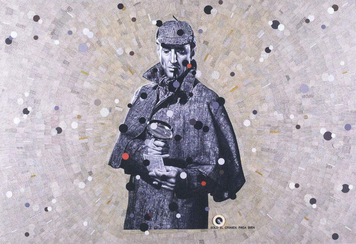 ‘Elementary (Solo el crimen paga bien)’, 2016, de Rubén Torres Llorca, medio mixto, 81 x 55 pulgadas.