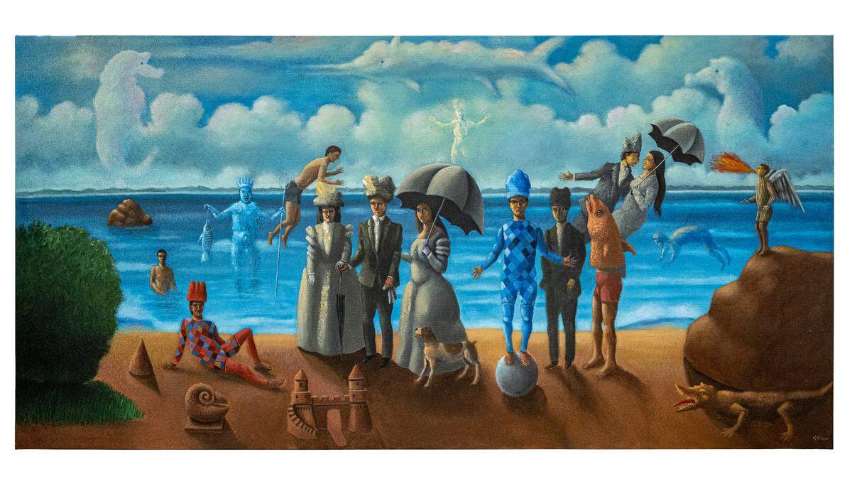 ‘Escena con amantes’, 2016, acrílico sobre lienzo, 59 x 59 pulgadas.