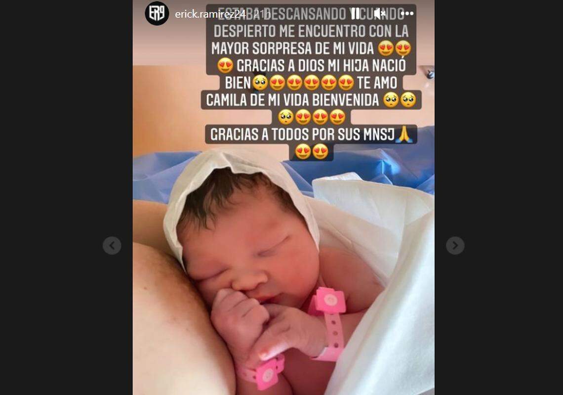 Camila, la hija del futbolista venezolano Eric Ramírez, delantero del Real Sporting de España, nació el sábado 26 de febrero de 2022 en un hospital de Ucrania en momentos en que este país europeo enfrenta la invasión de Rusia.